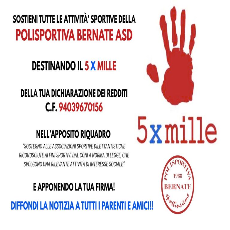 Scopri di più sull'articolo DONA IL TUO 5XMILLE ALLA POLISPORTIVA BERNATE